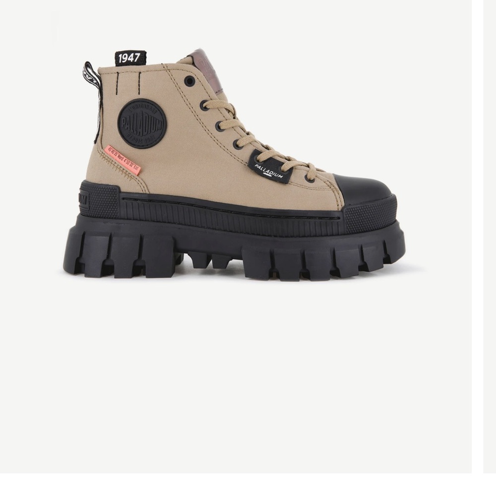 Palladium Beige and Black Combat Boots